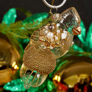 Glass Gold Bird Christmas Ornament