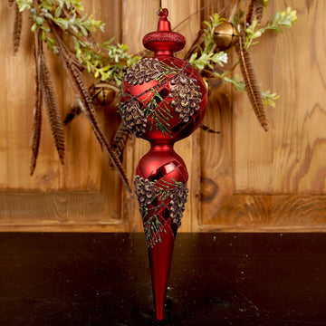 11.5Inch Red Pine Finial Ornament