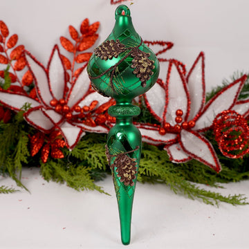 11.5Inch Glass Green Finial Ornament