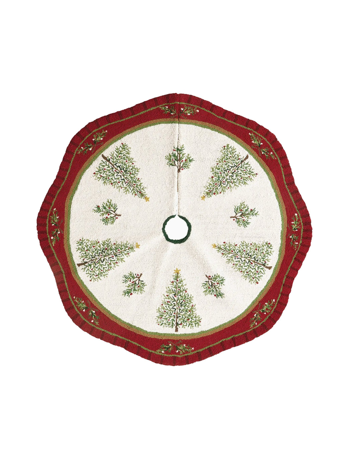 Holiday Pine Wool Hook Tree Skirt