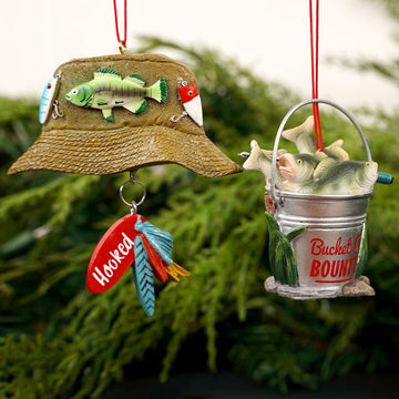 Fishing Bucket Hat Christmas Ornaments