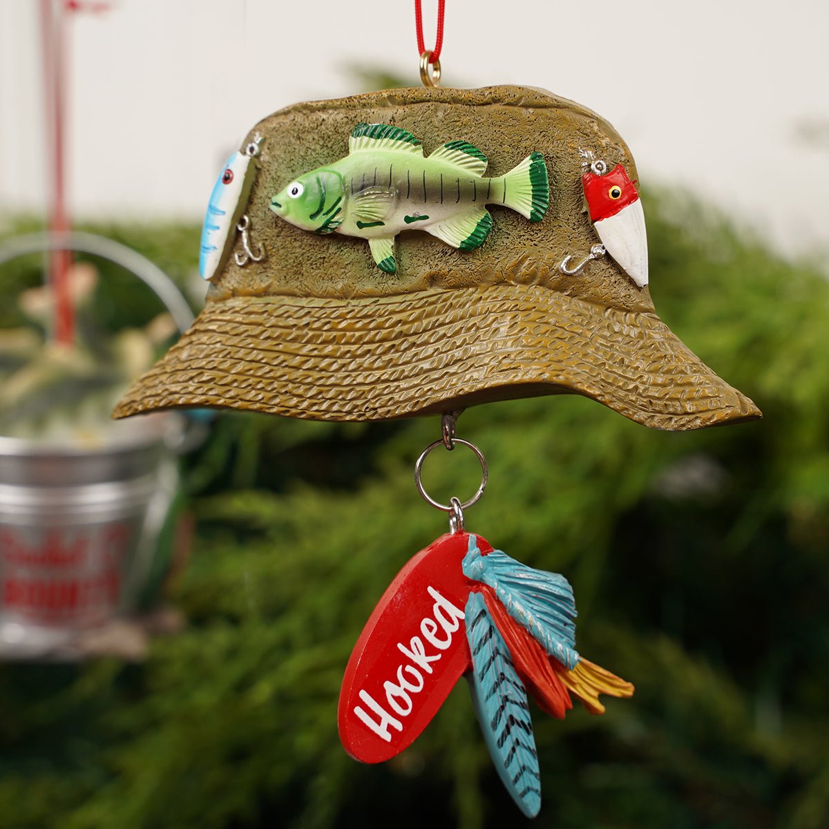 Fishing Bucket Hat Christmas Ornaments