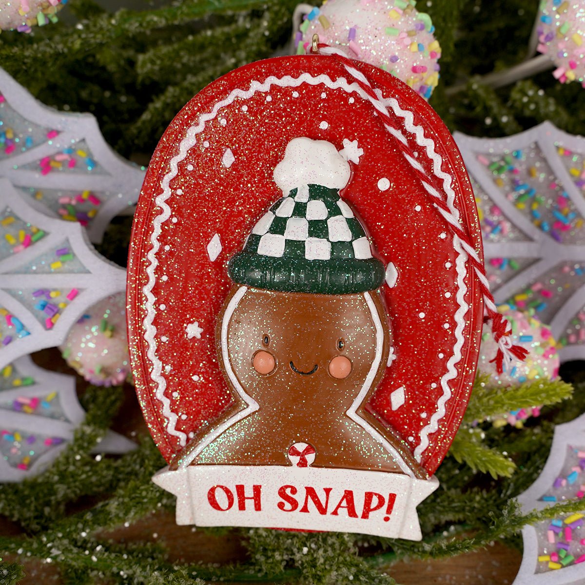 Red Gingerbread Oh Snap Christmas Ornament