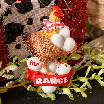 Hen with Eggs Free Range Ornament