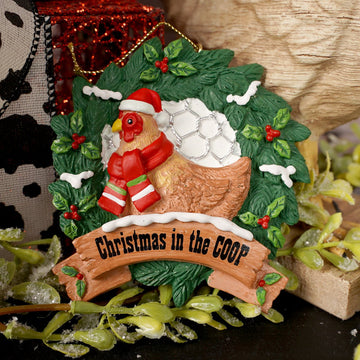 Chicken Coop Wreath Christmas Ornament