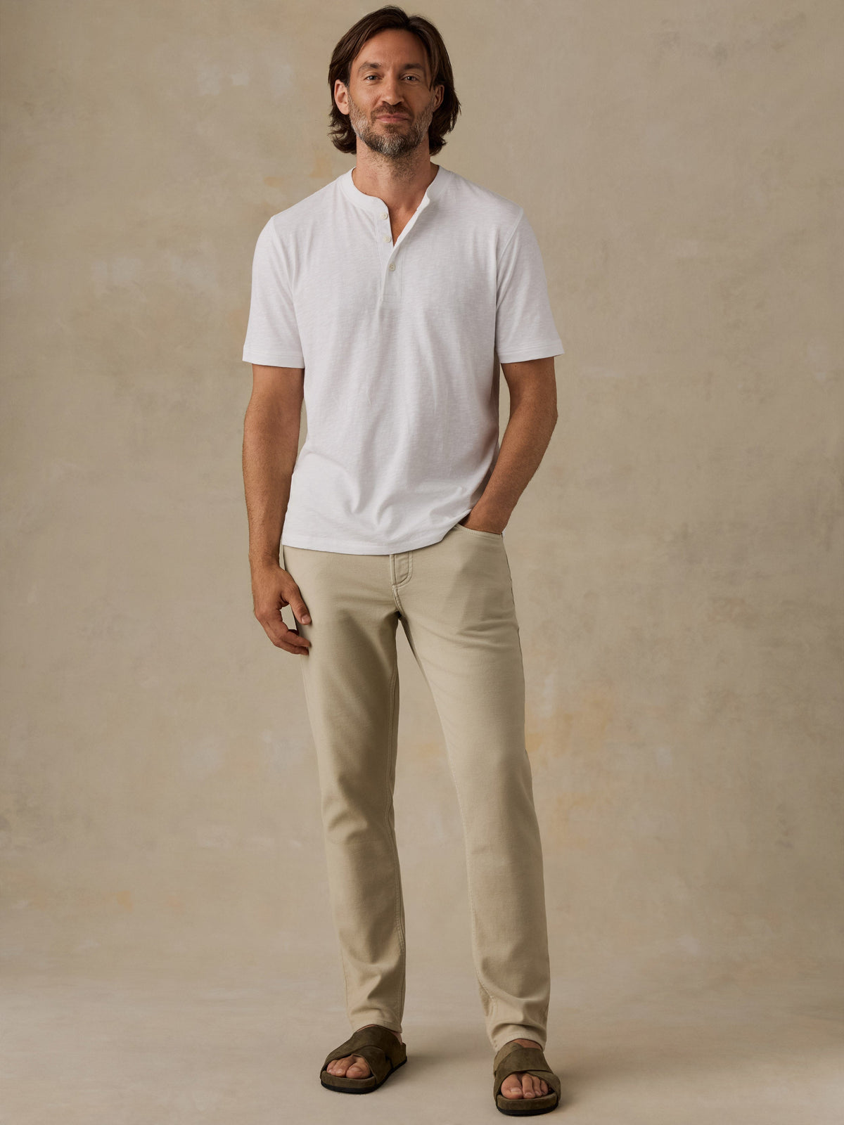 Short-Sleeve Sunwashed Regenerative Henley - White