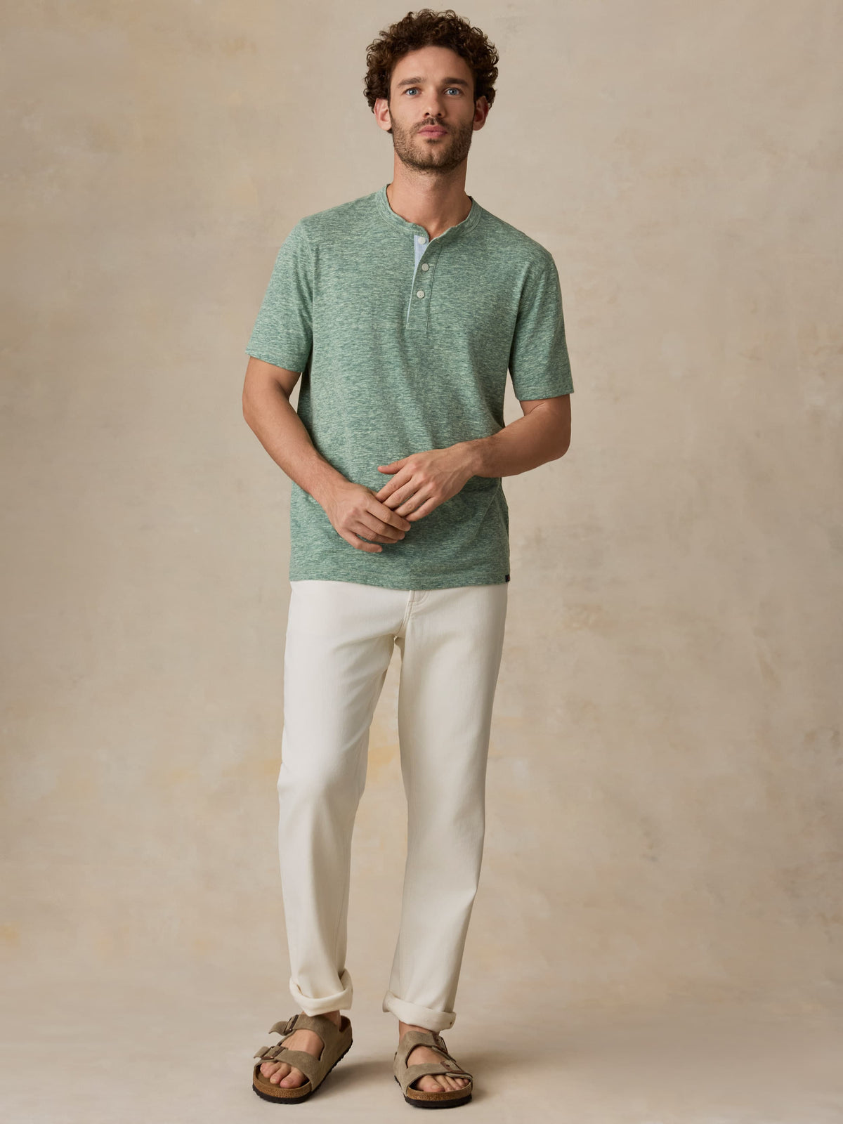 Short-Sleeve Breeze Henley - Woodsy Green Heather