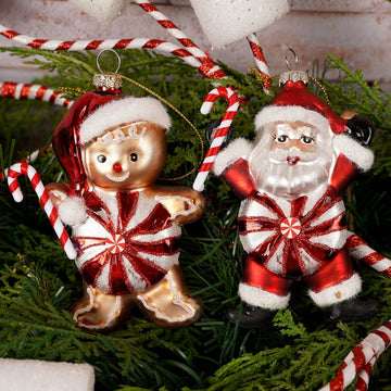 Glass Candy Santa Gingerbread Ornament