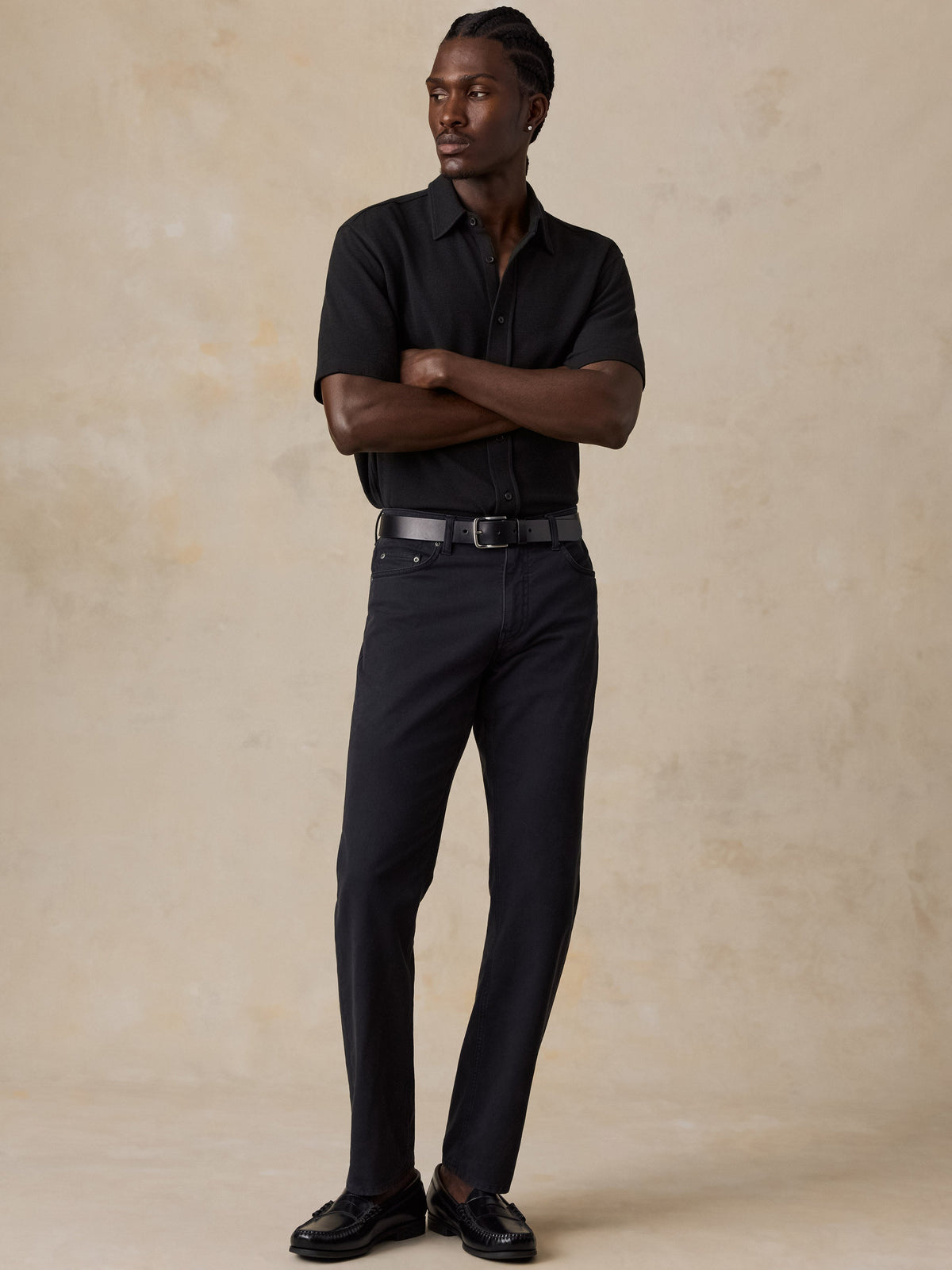 Short-Sleeve Waffle Knit Shirt - Ridge Black