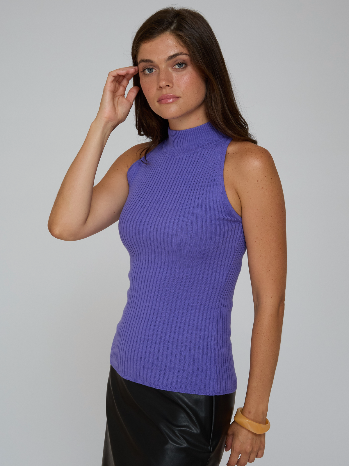 Rib Mock Halter in Amethyst