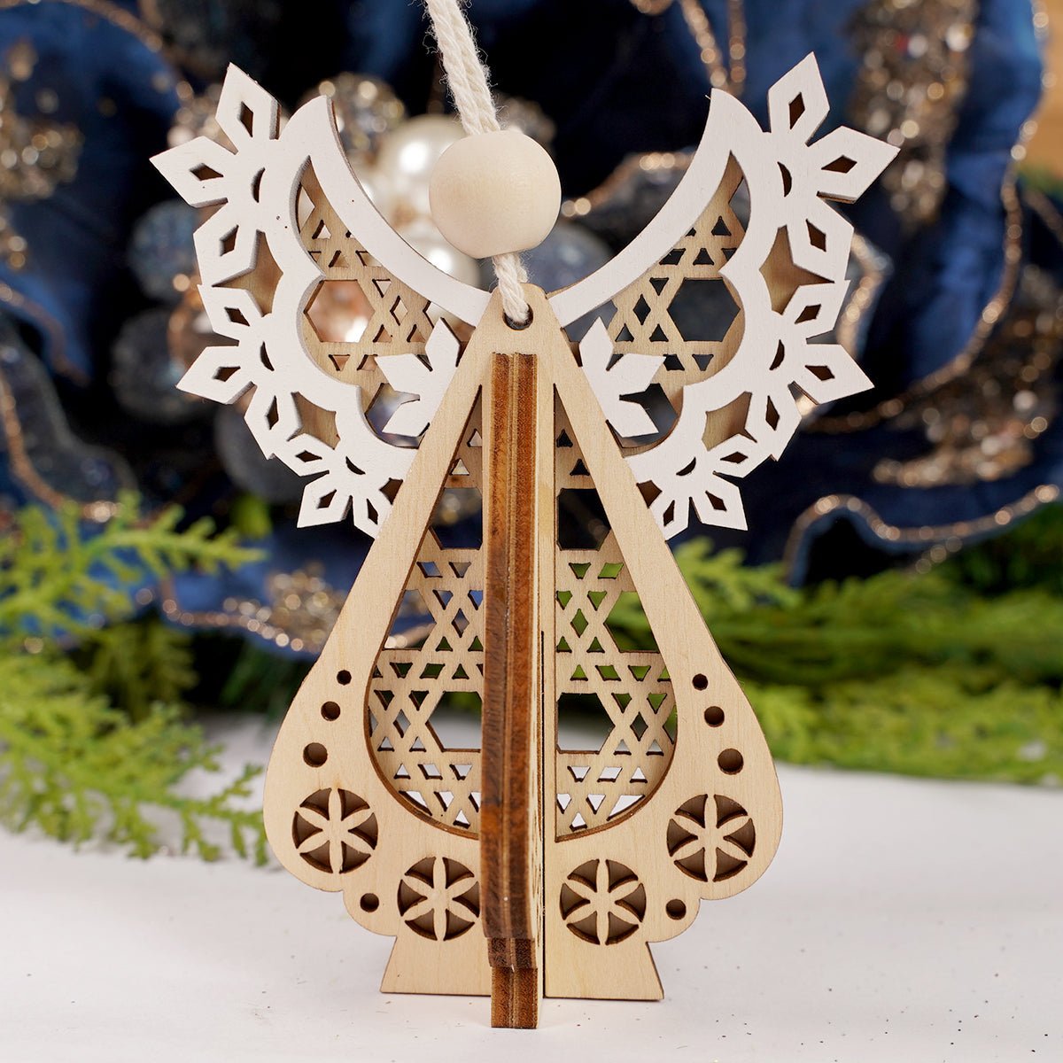 3D Wooden Angel Christmas Ornament