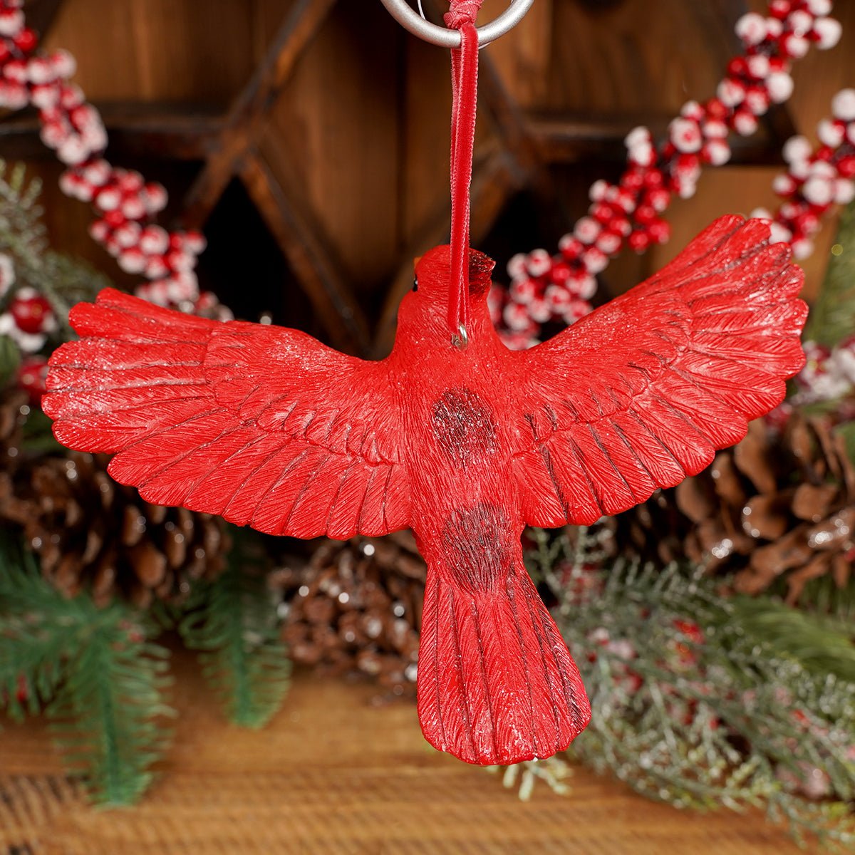 Flying Christmas Cardinal Ornament