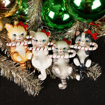 Noble Gems Cat with Candy Cane Ornament