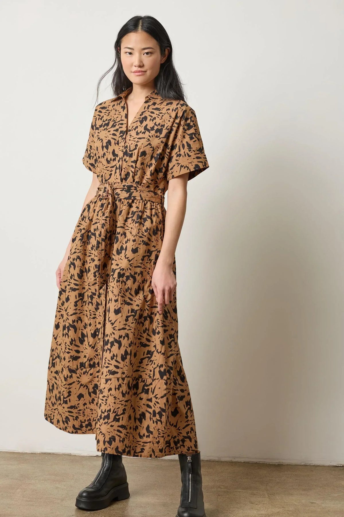 COLLARED MAXI SHIRT DRESS