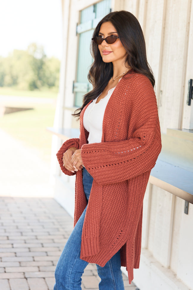 As The Leaves Turn Rust Knit Cardigan