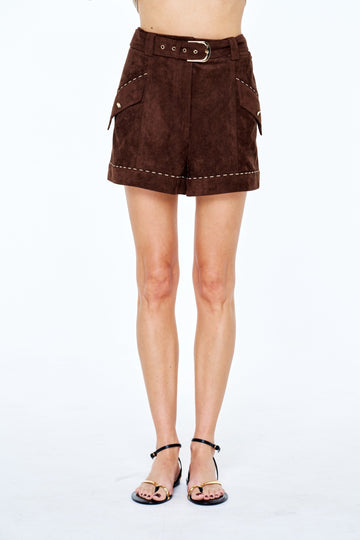 REAGAN BELTED SHORTS WITH PIPING DETAIL