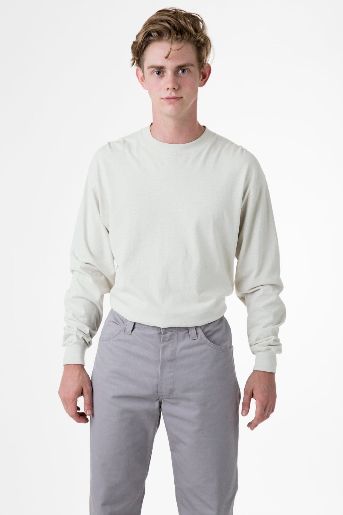 1406GD - Long Sleeve Garment Dye Mockneck T-Shirt