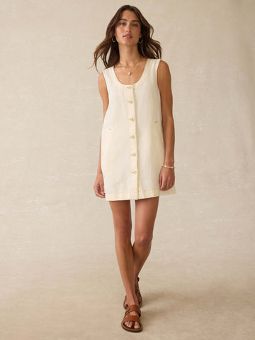 Linen Denim Malibu Mini Dress - Whitecliff Wash