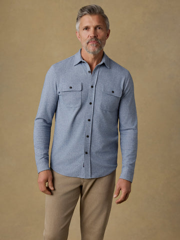 Legend Sweater Shirt - Dusty Blue Herringbone