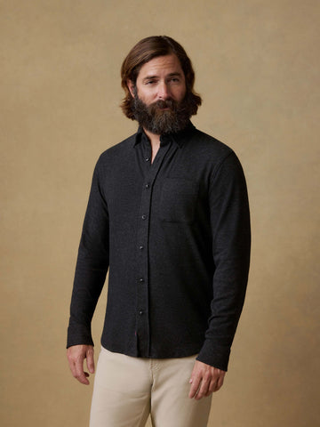 Legend Sweater Shirt (Single Pocket) - Heathered Black Twill