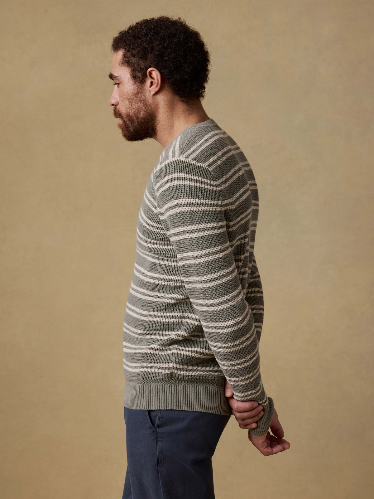 Sunwashed Crewneck Sweater - Sage Shore Stripe