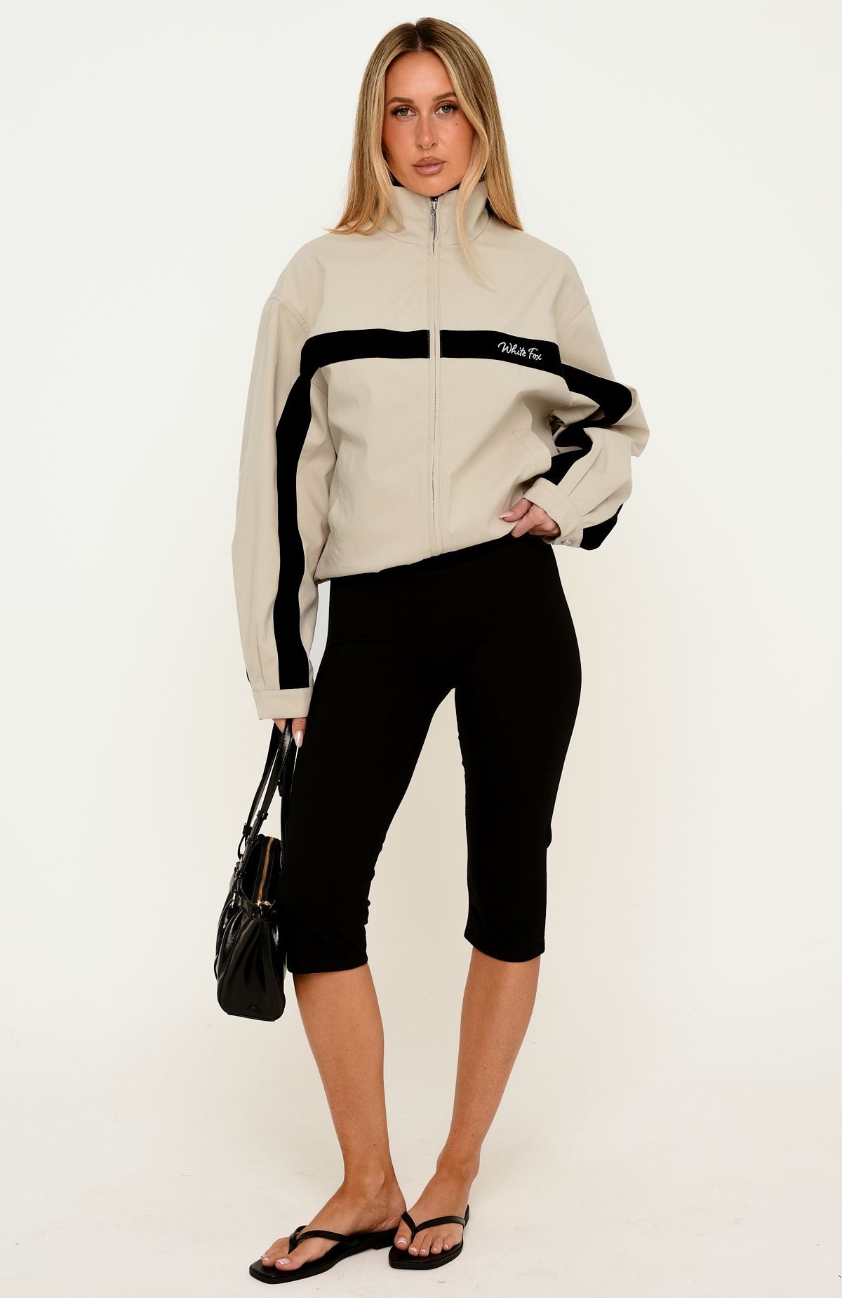 Wilhemina Funnel Neck Jacket Stone/Black
