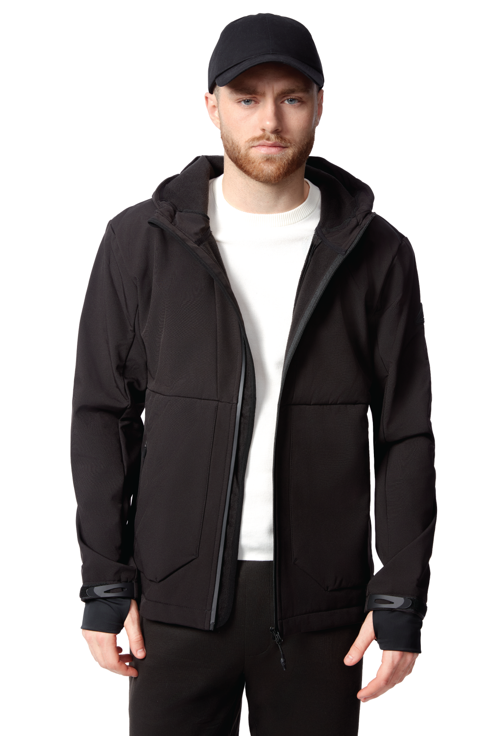 TOFINO | MEN'S FLEECE LINED WATER-REPELLENT SOFTSHELL JACKET, BLACK