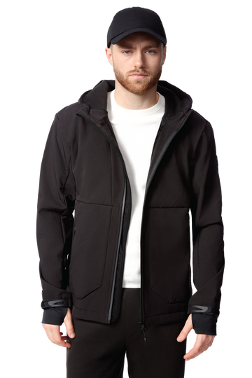 TOFINO | MEN'S FLEECE LINED WATER-REPELLENT SOFTSHELL JACKET, BLACK