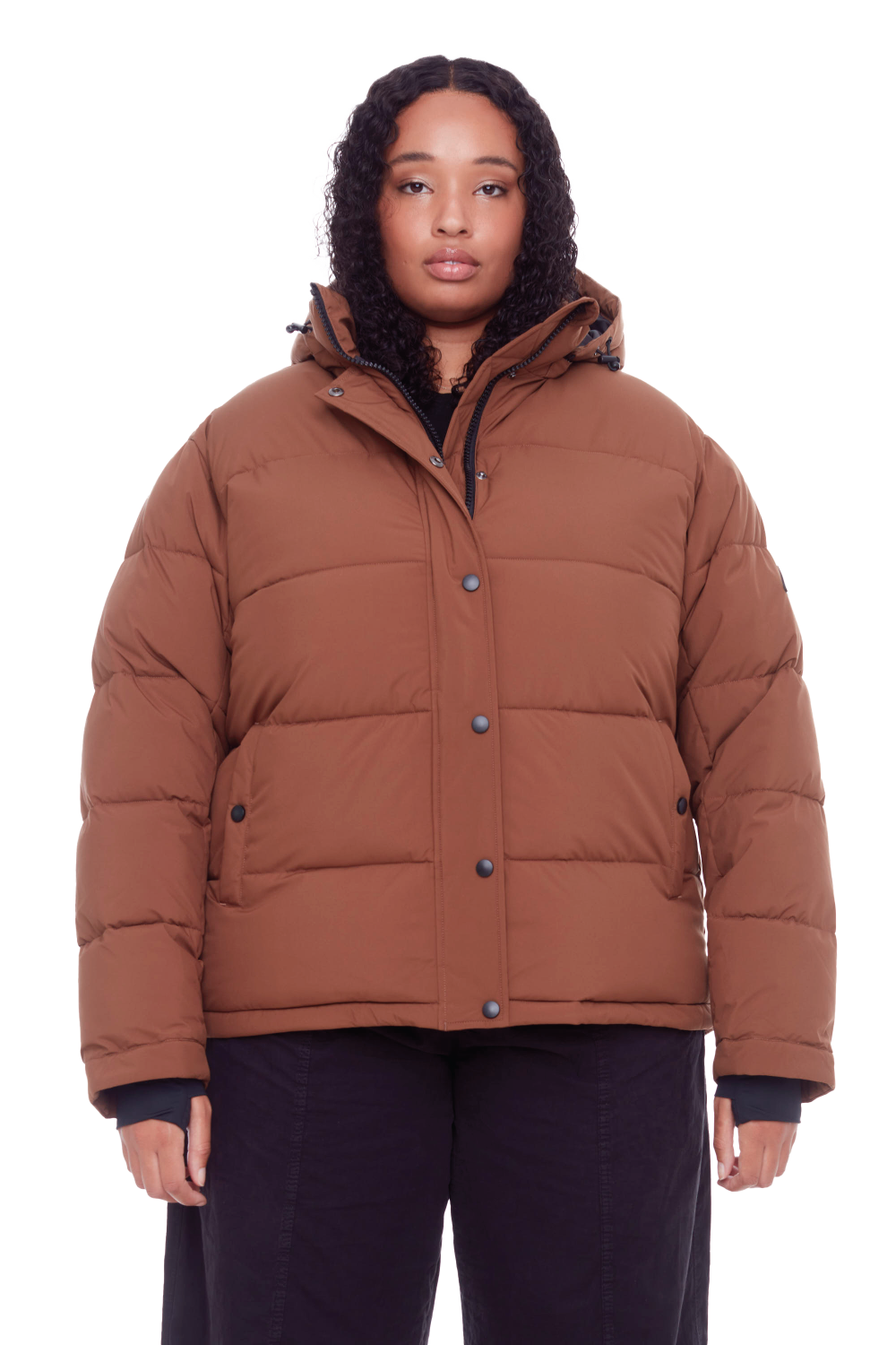 FORILLON PLUS | WOMEN'S VEGAN DOWN (RECYCLED) SHORT PUFFER JACKET, MAPLE (PLUS SIZE)