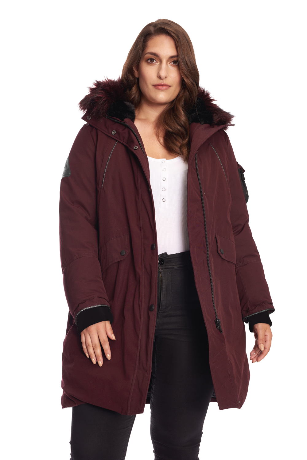 LAURENTIAN PLUS | WOMEN'S VEGAN DOWN (RECYCLED) LONG PARKA, GRAPE (PLUS SIZE)
