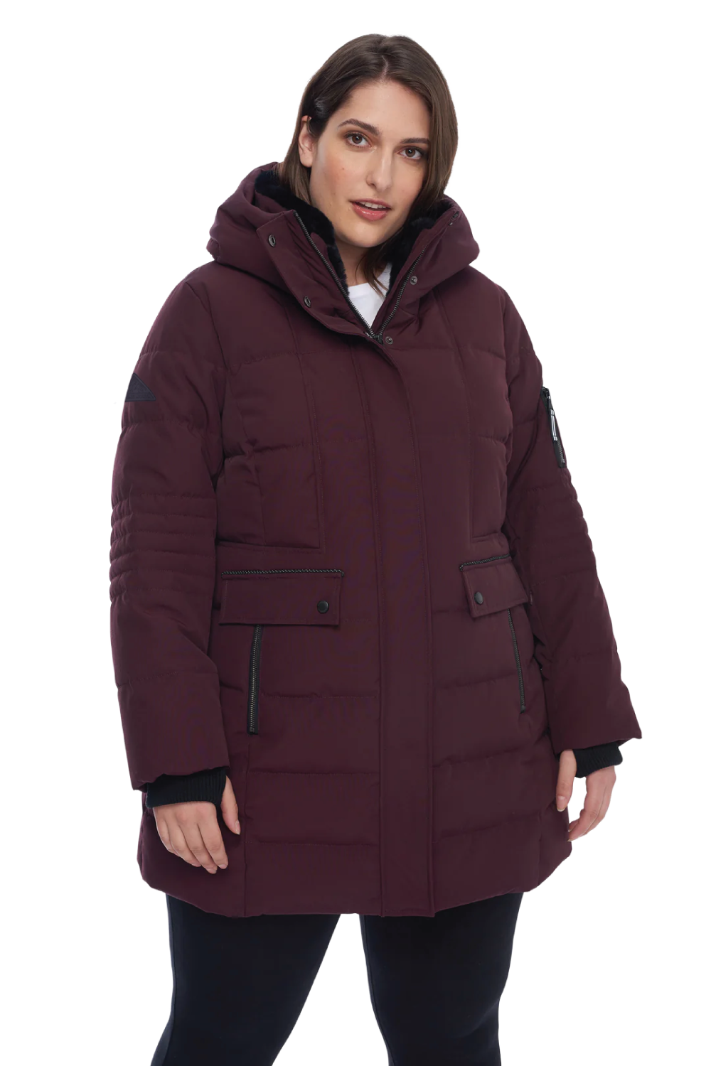 KOOTNEY PLUS | WOMEN'S VEGAN DOWN (RECYCLED) MID-LENGTH PARKA, GRAPE (PLUS SIZE)