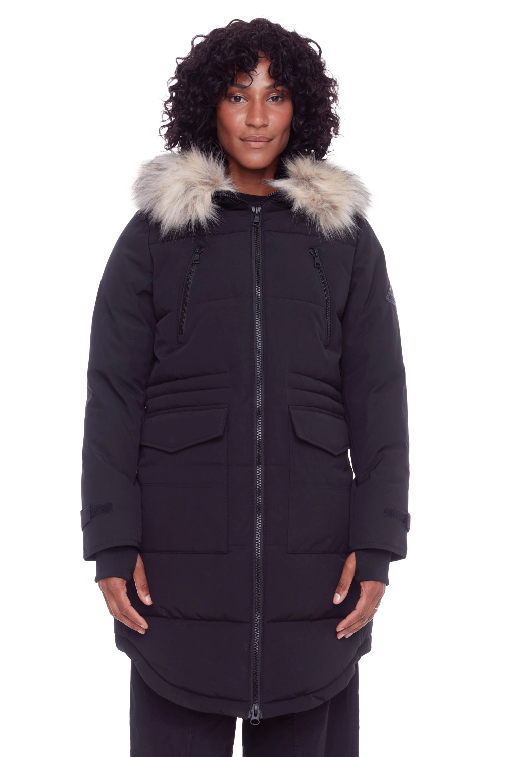 UKON | WOMEN'S VEGAN DOWN (RECYCLED) DRAWSTRING PARKA, BLACK