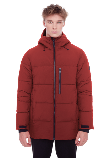 BANFF | MEN'S VEGAN DOWN (RECYCLED) PUFFER JACKET, DEEP RED