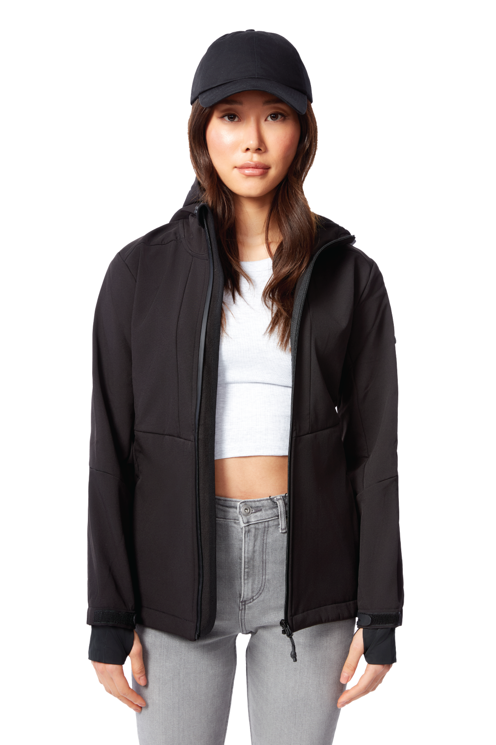 MACKENZIE | WOMEN'S FLEECE LINED SOFTSHELL WINDBREAKER, BLACK