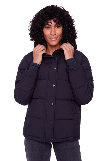 FORILLON | WOMEN'S VEGAN DOWN (RECYCLED) SHORT PUFFER JACKET, BLACK