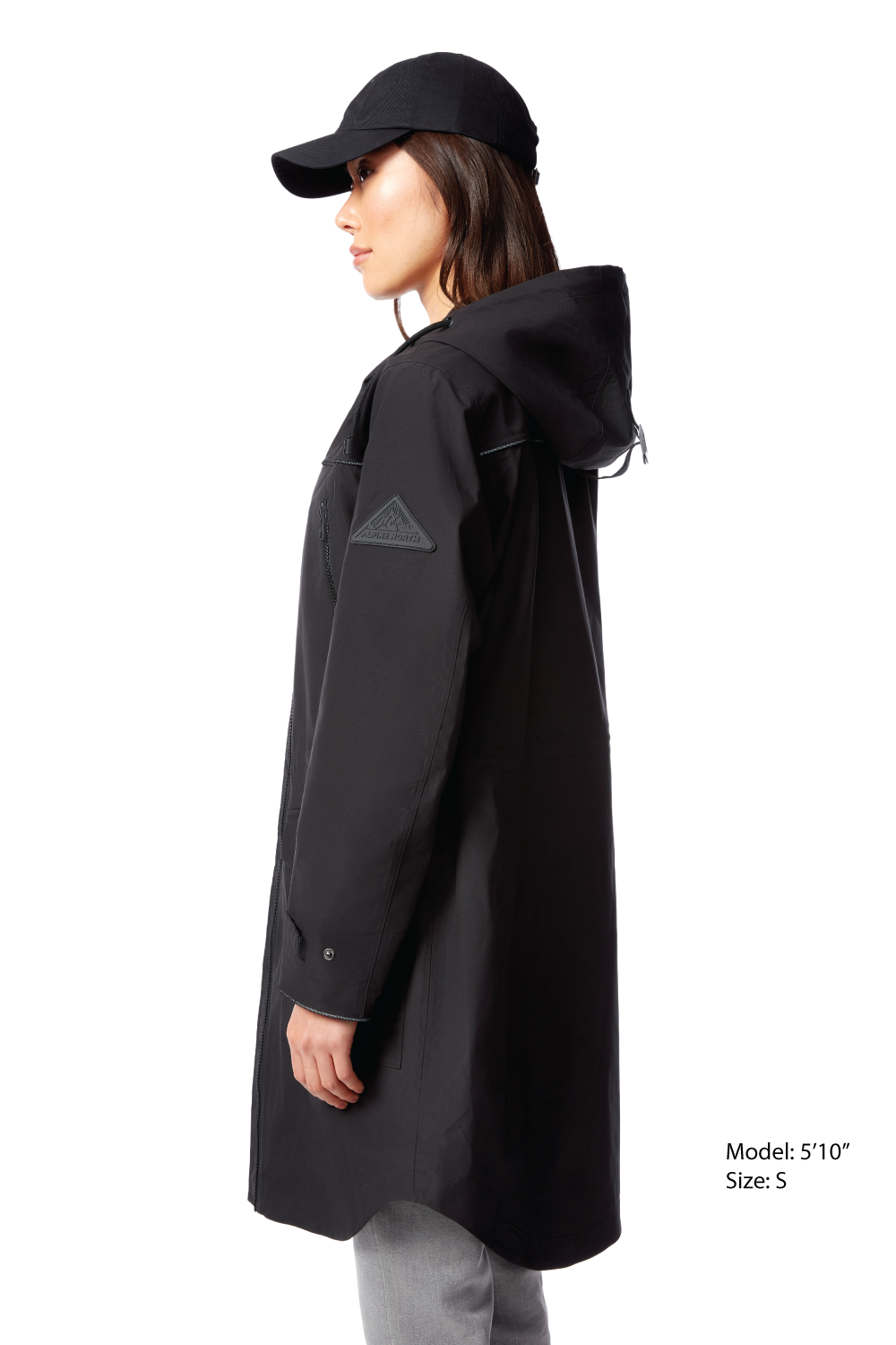 KUSAWA | WOMEN'S DRAWSTRING RAINCOAT, BLACK