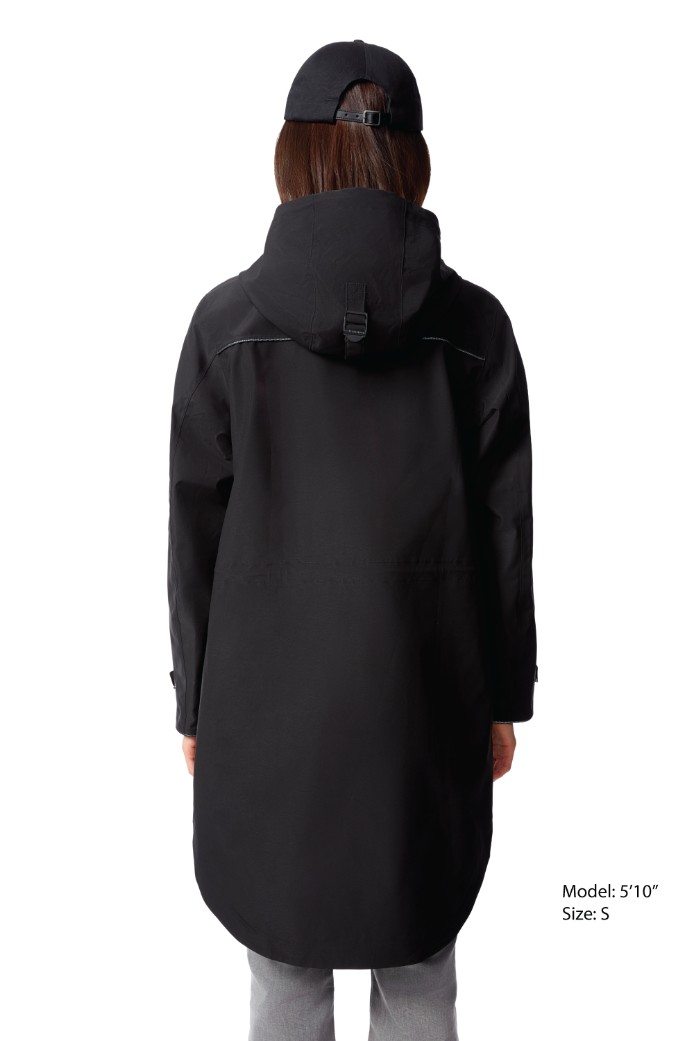KUSAWA | WOMEN'S DRAWSTRING RAINCOAT, BLACK