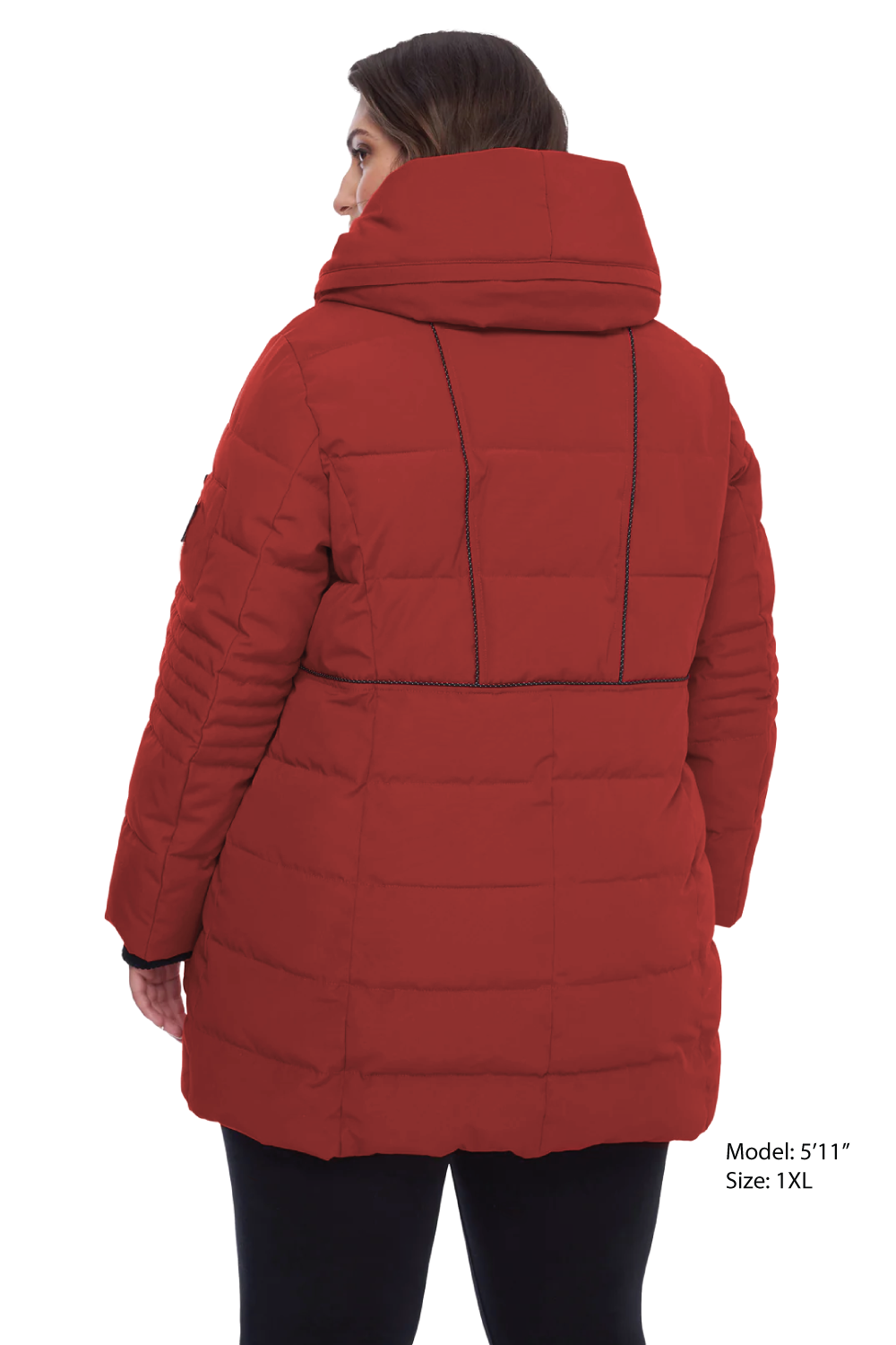KOOTNEY PLUS | WOMEN'S VEGAN DOWN (RECYCLED) MID-LENGTH PARKA, CRIMSON (PLUS SIZE)