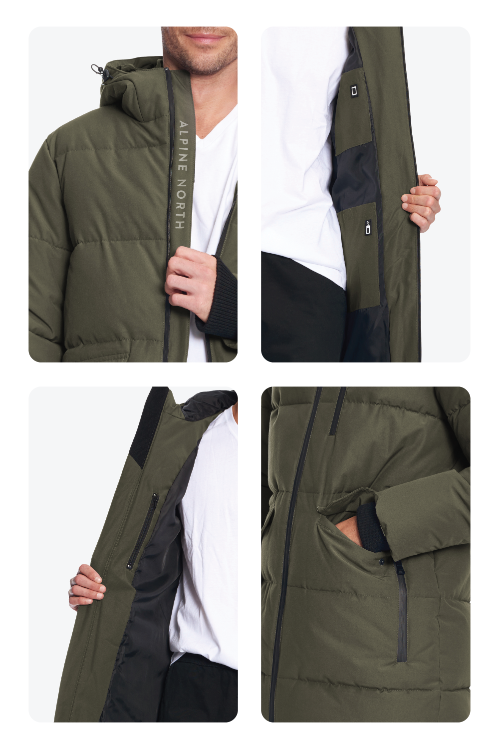 JASPER | MEN'S VEGAN DOWN (RECYCLED) PUFFER COAT, OLIVE
