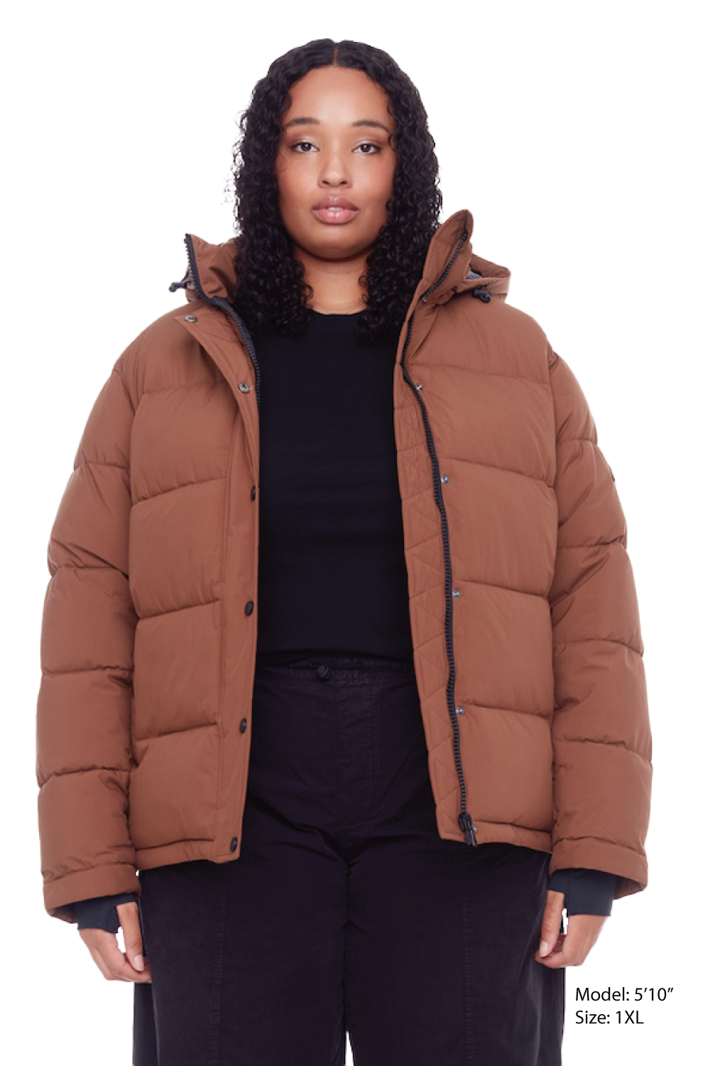 FORILLON PLUS | WOMEN'S VEGAN DOWN (RECYCLED) SHORT PUFFER JACKET, MAPLE (PLUS SIZE)