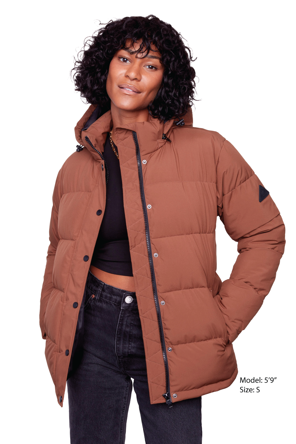 FORILLON | WOMEN'S VEGAN DOWN (RECYCLED) SHORT PUFFER JACKET, MAPLE