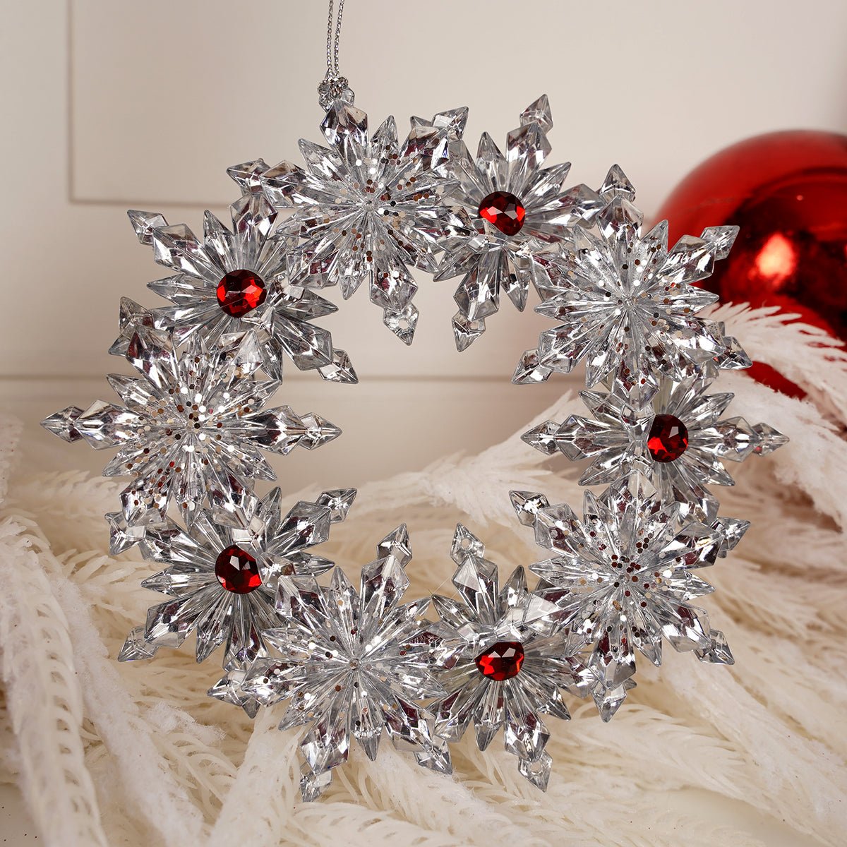Red Clear Wreath Ornament