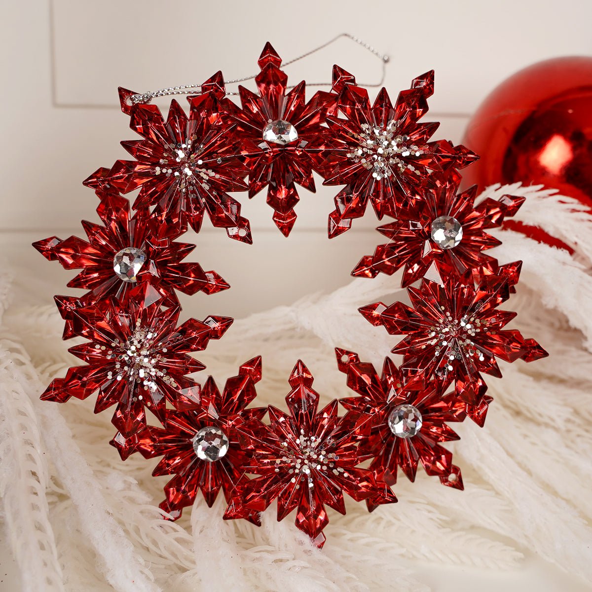 Red Clear Wreath Ornament