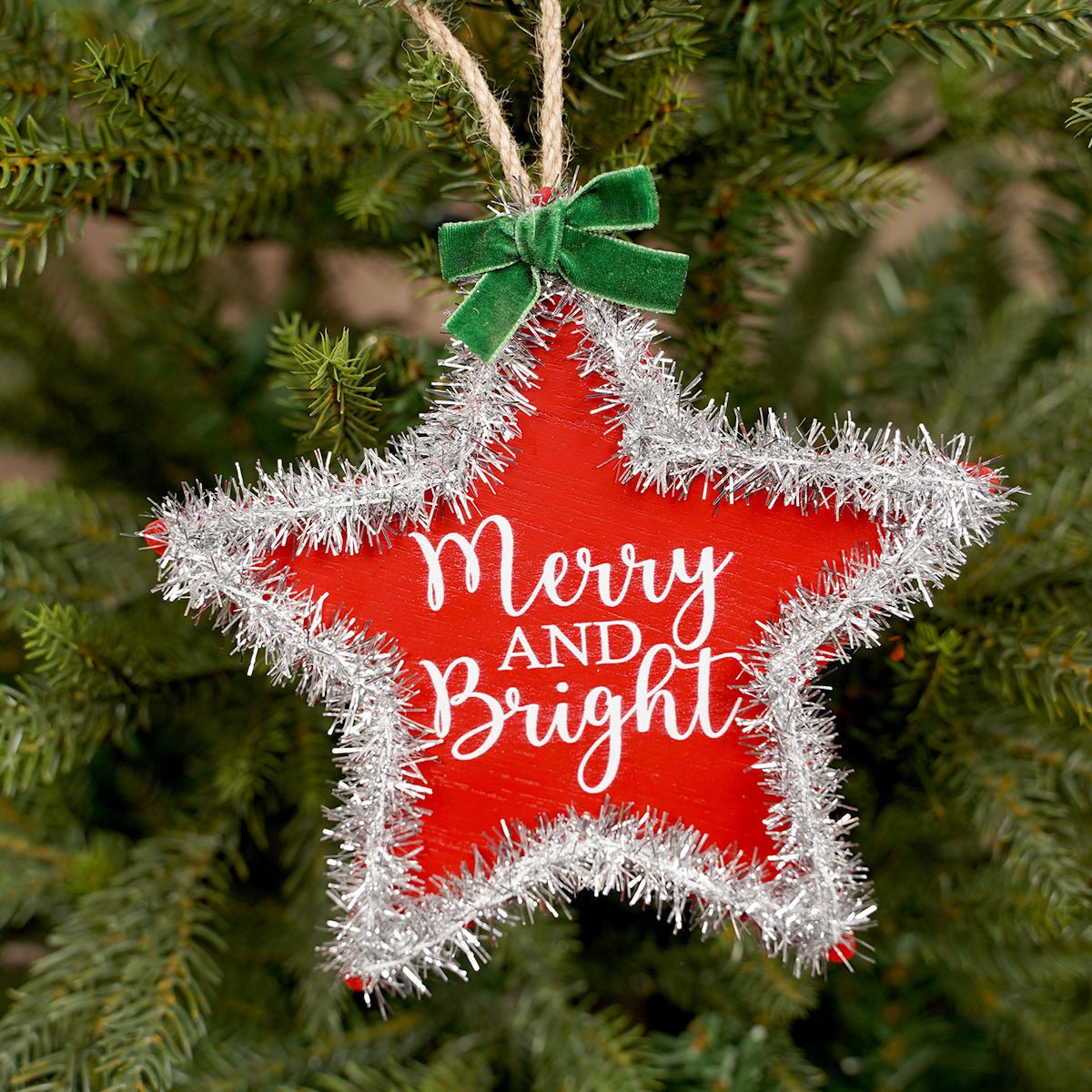 Merry And Bright Tinsel Star Ornament