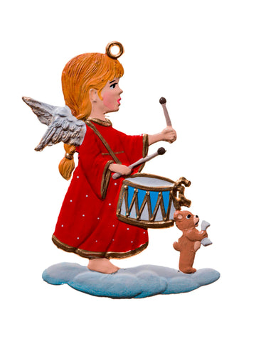 Wilhelm Schweizer Pewter Angel with Drum Ornament