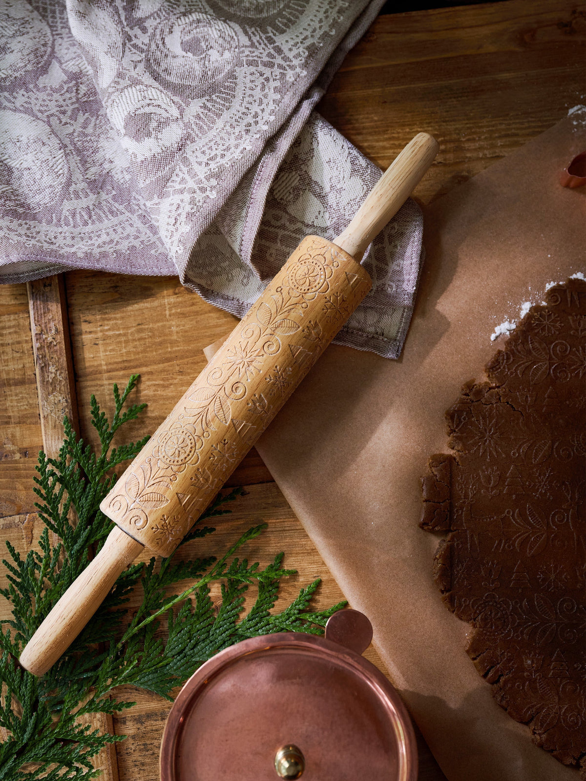 Winter Design Embossed Rolling Pin