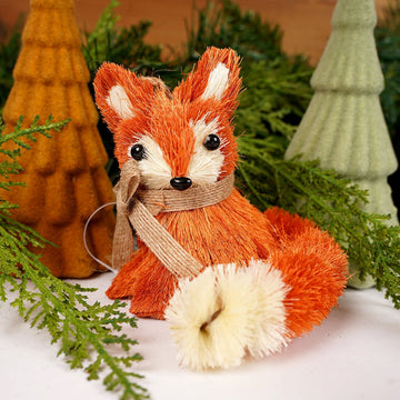 Sisal Fiber Fox Christmas Ornament