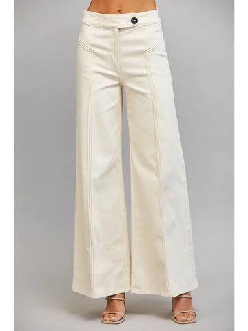 VERTICAL SEAM DETAIL HIGH WAISTED FLARE PANTS