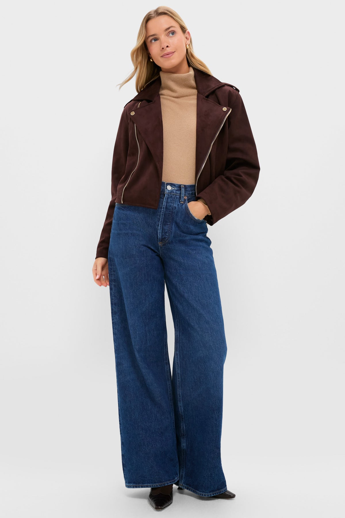 Chocolate Faux Suede Bristol Jacket