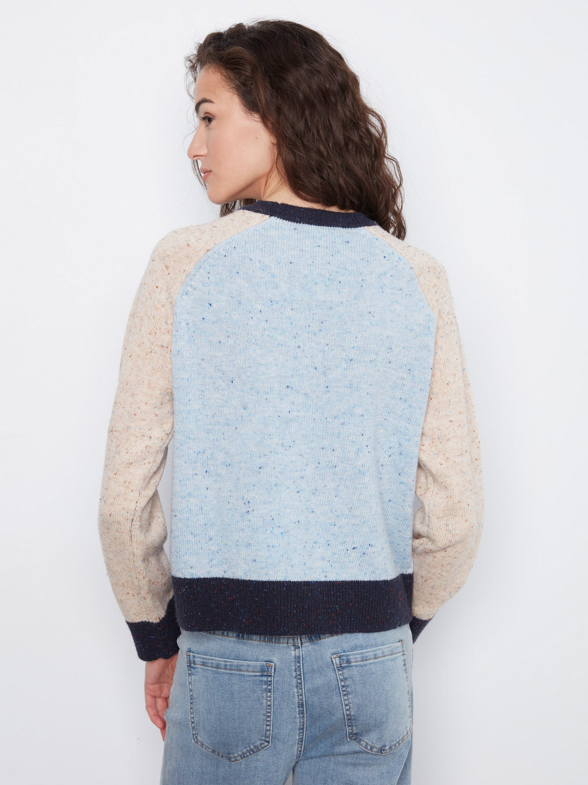 Color Block Knit Sweater - Iris